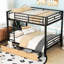Lit superposé en métal noir avec 2 tiroirs fonctionnels - Lit convertible pleine grandeur avec espace de couchage sécuritaire, espaces de rangement spacieux