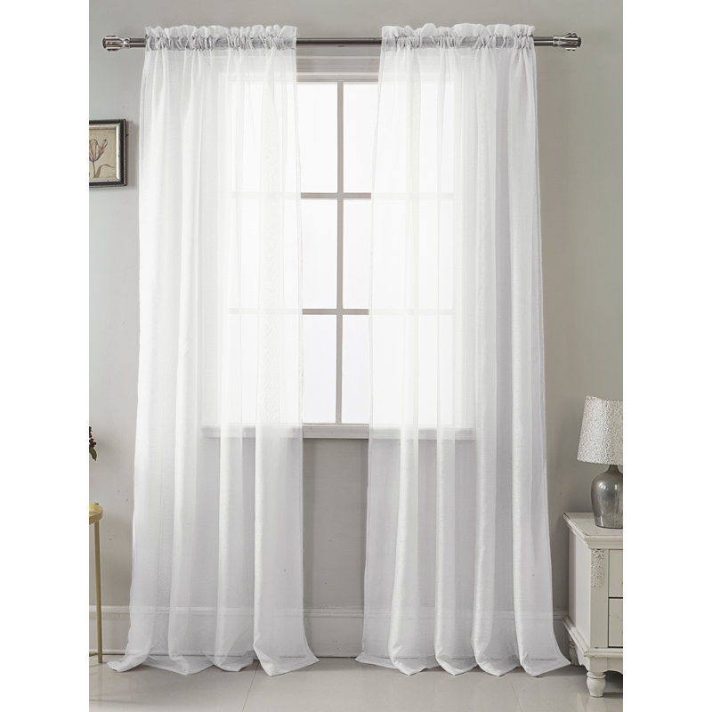 Landose Sheer Curtain Single Panel, Beige, 55" W x 90" L