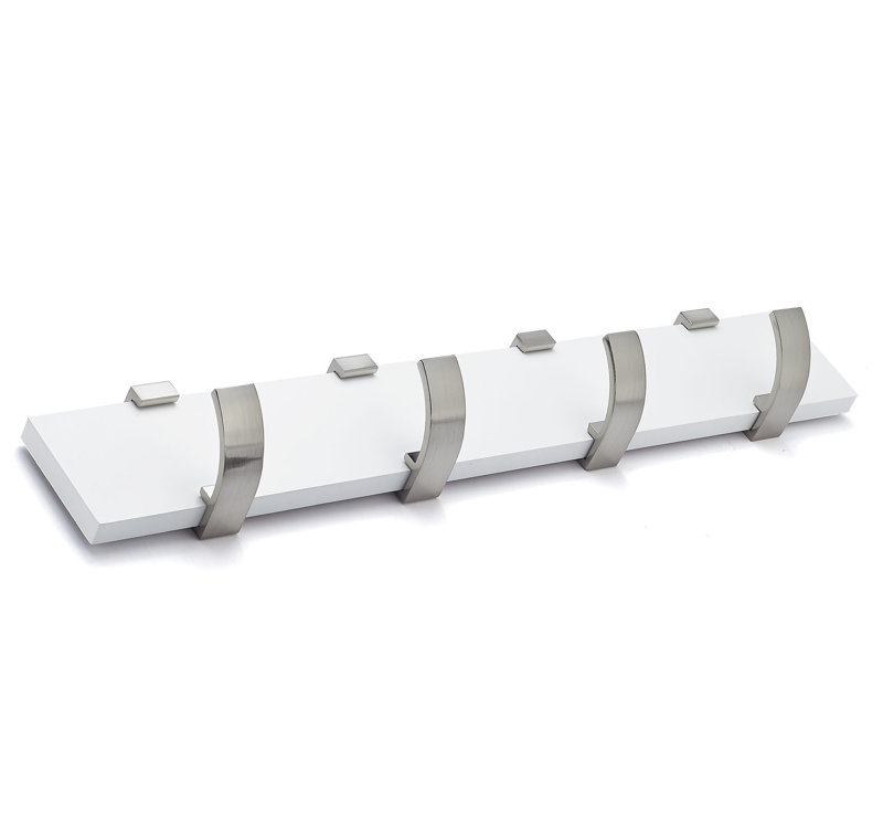 Porte-manteau mural contemporain, Blanc / Nickel Brossé