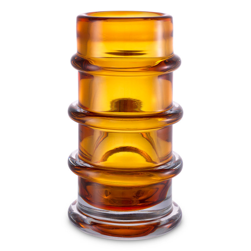Bloom Handmade Handblown Glass Table Vase, Amber