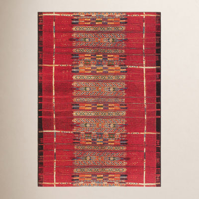 Sesena Red Striped Outdoor Rug