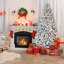 6FT Pre-Lit Snow Flocked Artificial Christmas Tree, 350 Colourful UL Lights, 36 Natural Pine Cones, 888 Snowy PVC Tips, Hinged Branches, Stable Metal Stand-1434580494-1434580491