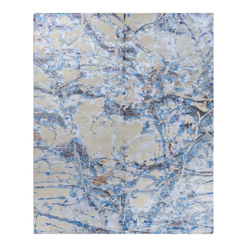 Tapis unique noué à la main moderne beige 8 pi 2 po x 10 pi 0 po Modern