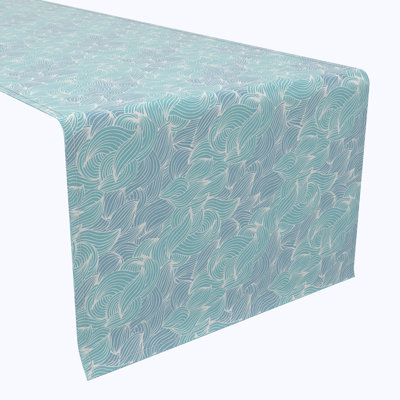Table Runner, 100% Cotton, 16X108", Splashes Of Waves
