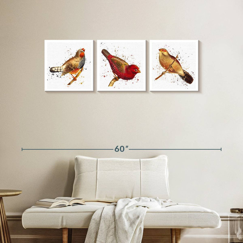«Tiny Birds», reproduction sur toile, H 15 po x l 47 po x P 1,25 po
