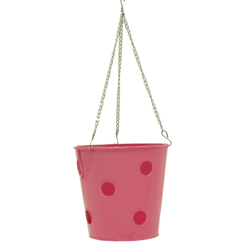 Anakie Handmade Metal Hanging Planter, Hot Pink