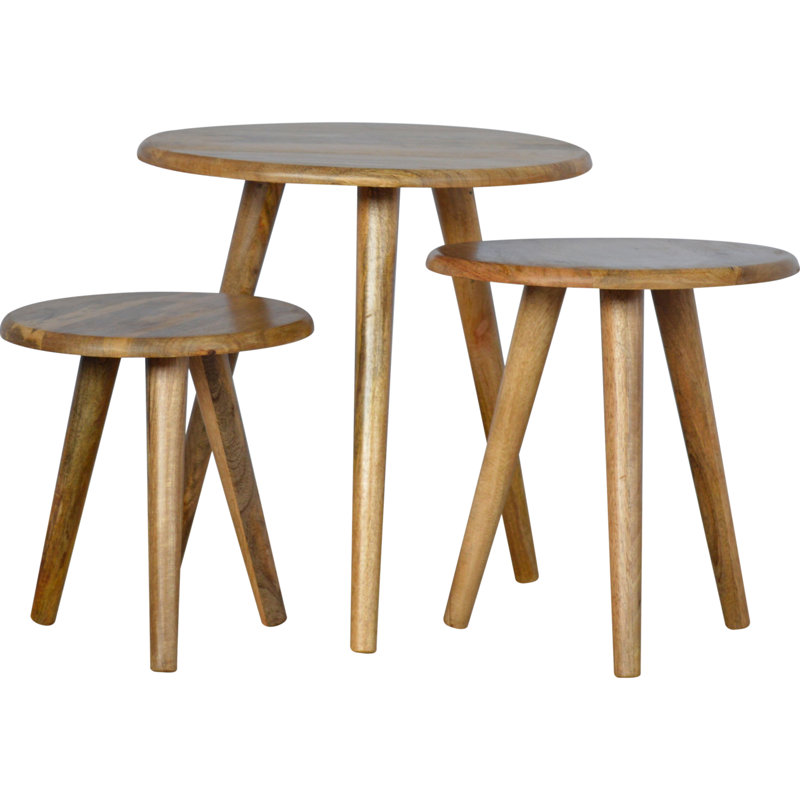 Scandinavian Solid Wood Nesting Side Table Set