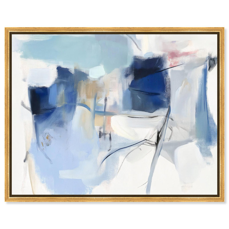 «Winter White II», impression sur toile bleu sarcelle par Art Remedy, H 21 po x l 25 po, Cadre doré