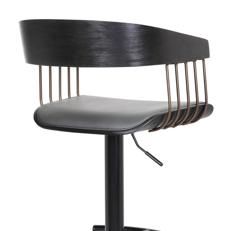 Tabouret de bar réglable en bois et similicuir gris Larisa