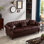 Canapé rembourré en similicuir de 85,8 po Chesterfield