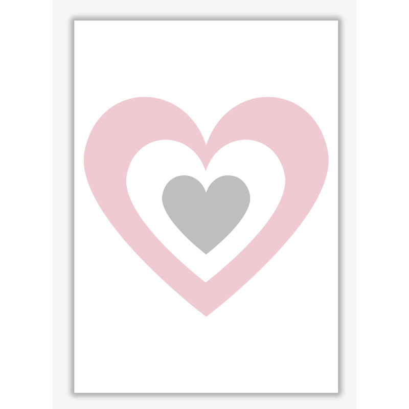 Pink And Grey Heart - Painting, No Frame, 30 cm H x 21 cm W x 1 cm D