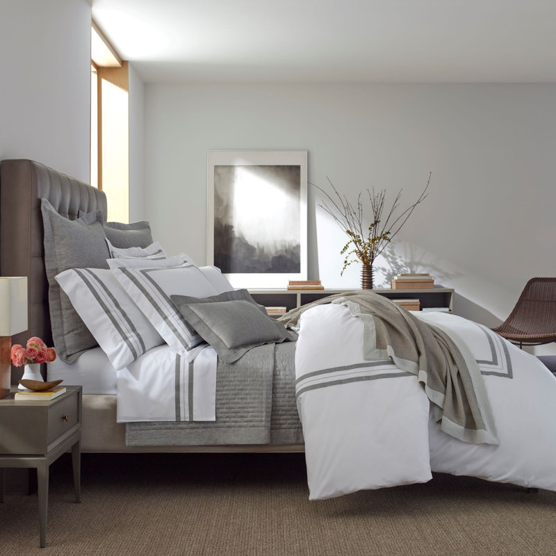Malibu Duvet Cover, King Duvet Cover, White/Dark Natural