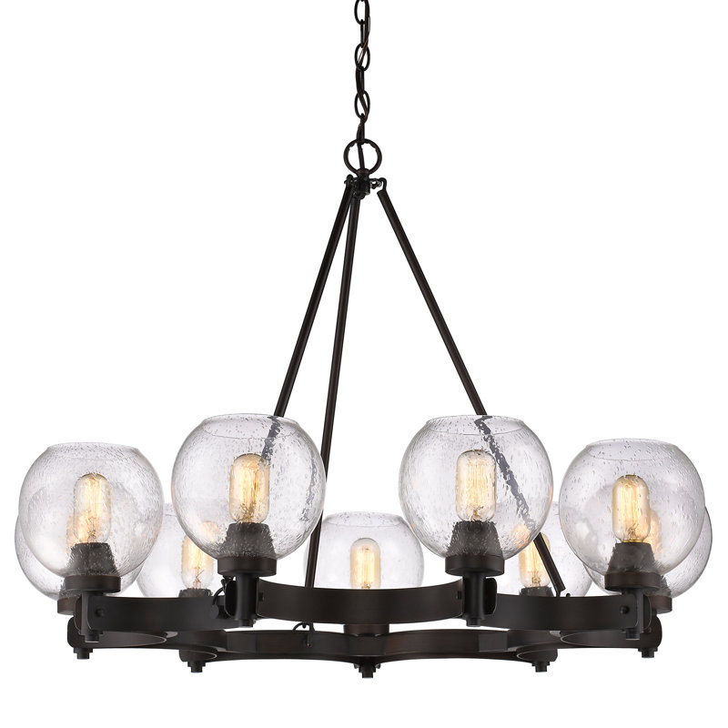 Saltash 9 - Light Steel Dimmable Round Chandelier