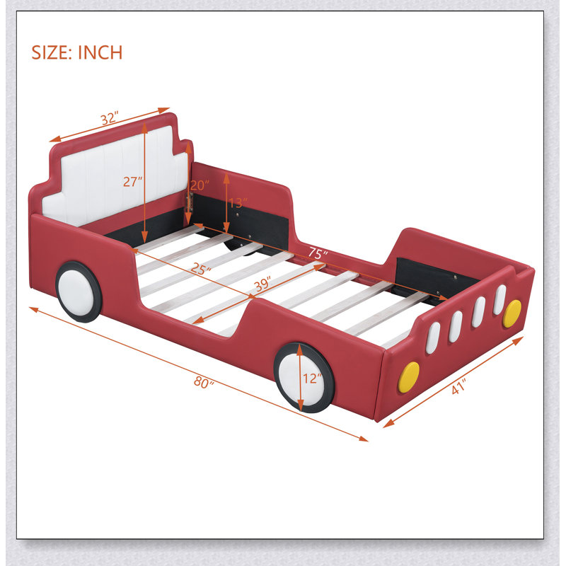 Lit plateforme avec roulettes Race, Rouge