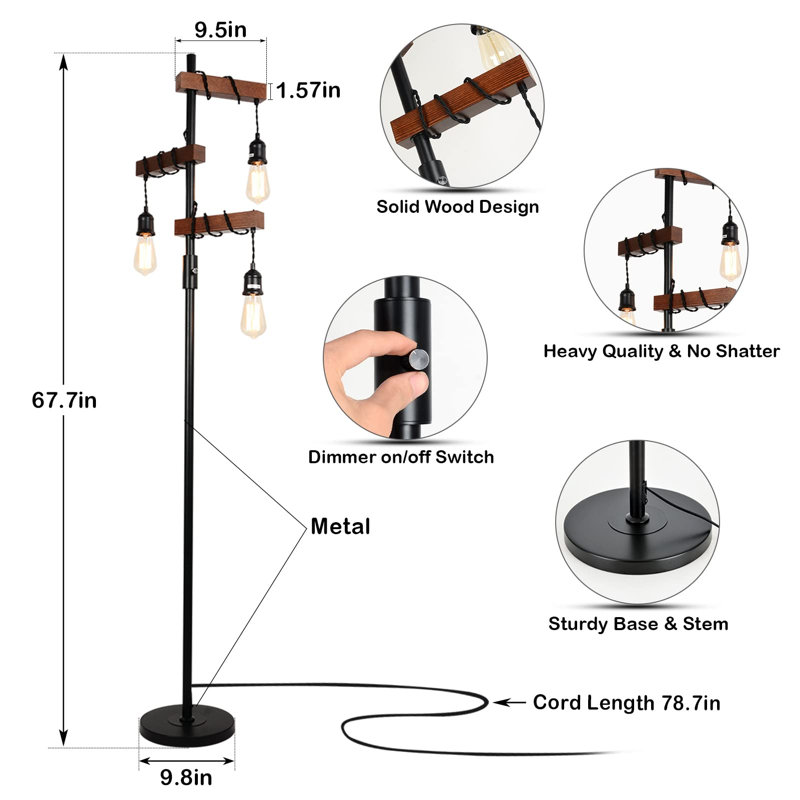 Lampe sur pied à branches 67,72 po Ginnifer