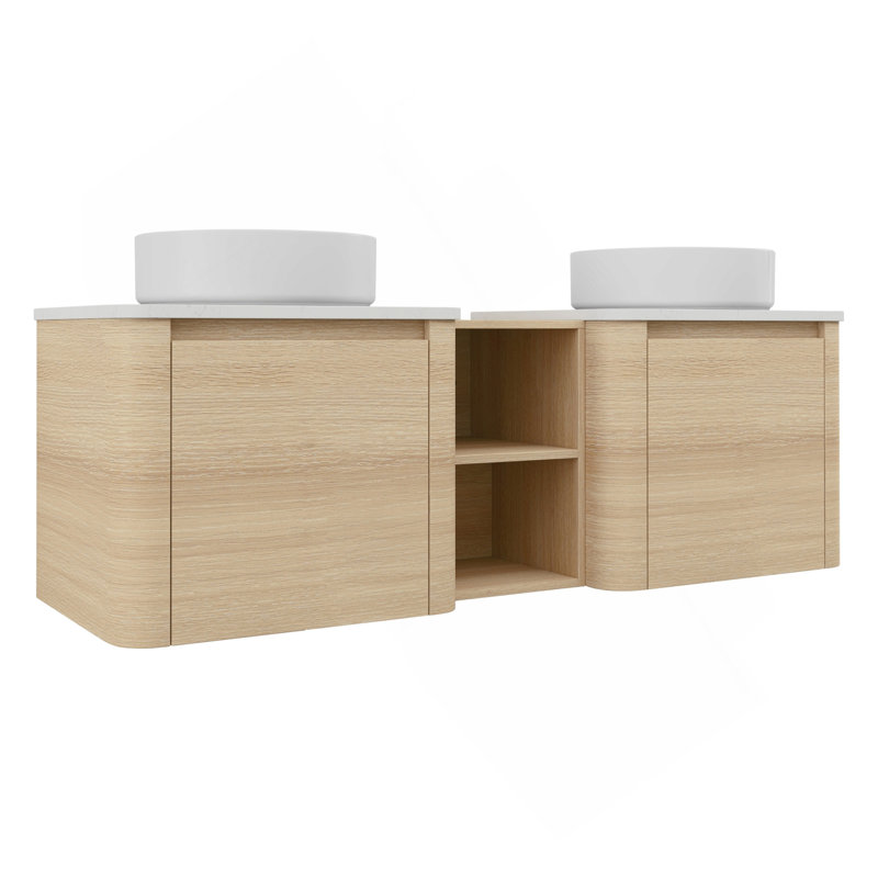 60'' Wall-Mounted Bathroom Vanity With Ceramic Art Sink, And 1-Storage Shelves, Soft-Close Door, KD-Packing, Plywood, 60"