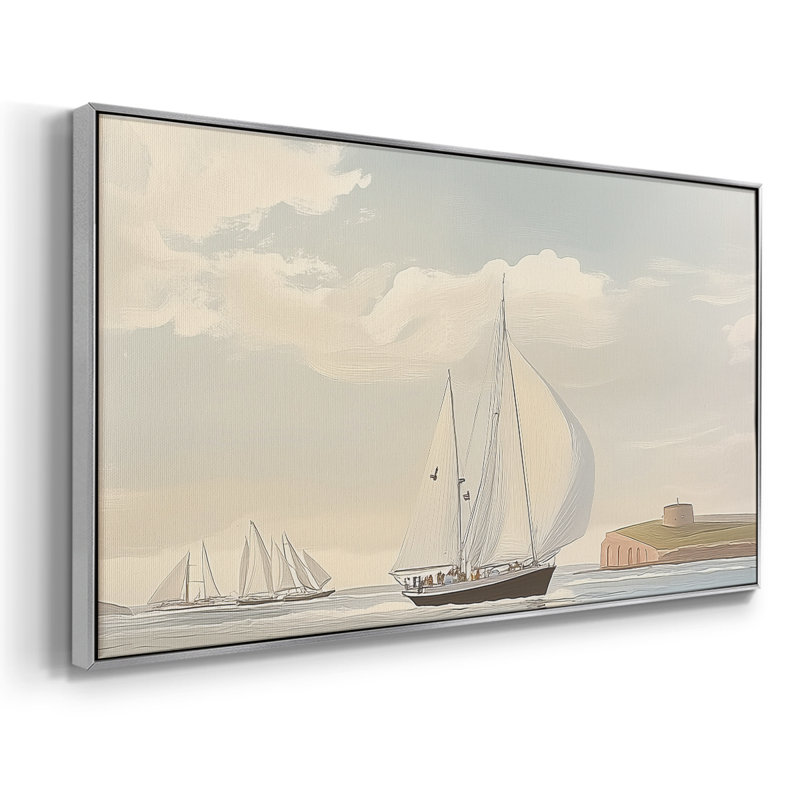 Série nautique-XLV- Toile tendue avec châssis tendue - Prêt à accrocher, Argent argent, H 17 po x l 33 po