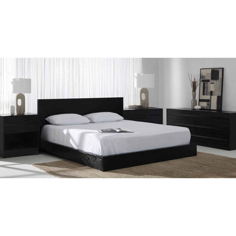 Ensemble de chambre à coucher 4 pièces Mehroo, Noir, Très grand
