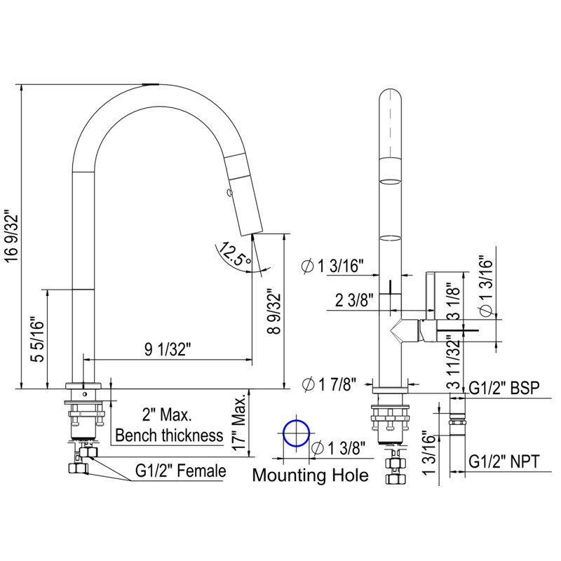 Lux Pull-Down Kitchen Faucet, Satin NIckel