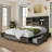 Bilal 51.2" King Size Bed Frame with Storage LED Bookcase Headboard&4 Storage Drawers,Gray-184046697-184046698