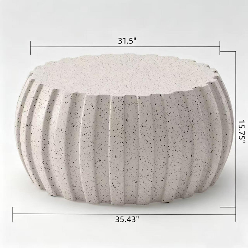 Table basse moderne imperméable 35,43 po, ciment MgO durable pour l'intérieur et l'extérieur, Blanc