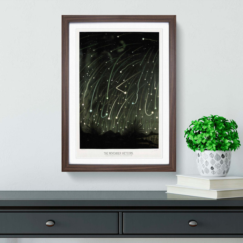 November Meteors by E. L. Trouvelot - Framed Print, 36cm H x 27cm W x 2cm D, Walnut Framed