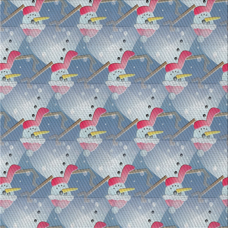 Tapis bleu/rouge à motifs, Carré 8 pi