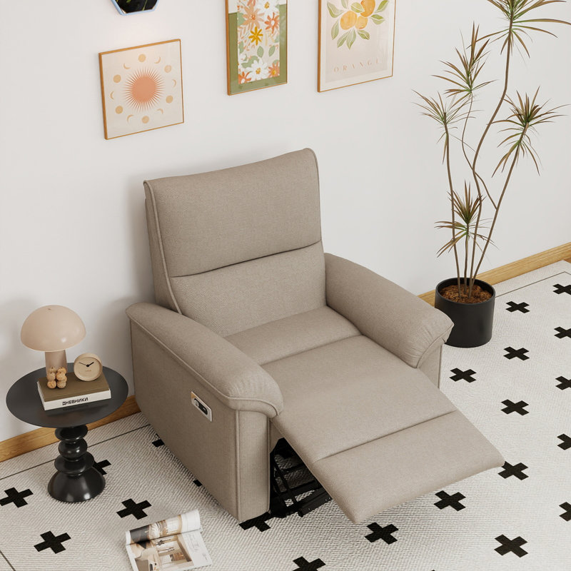 Fauteuil inclinable électrique avec port USB, Velours brun