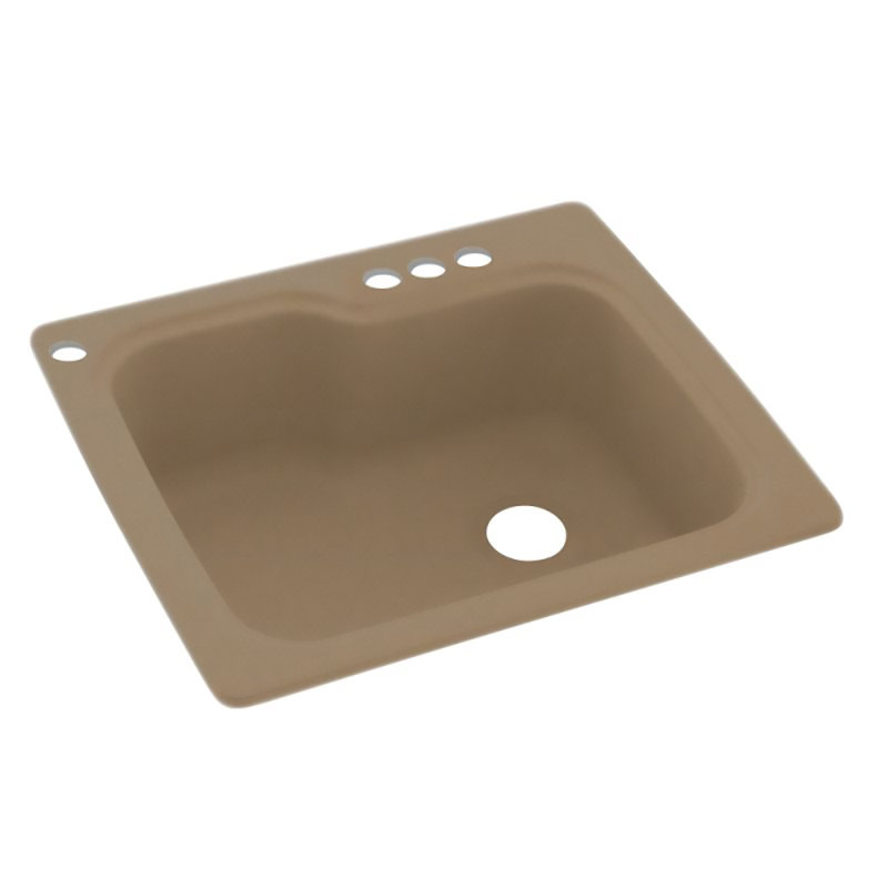 25'' L Mounting / Installation Required Single Bowl Solid Surface Kitchen Sink, 4 Hole, Black Galaxy