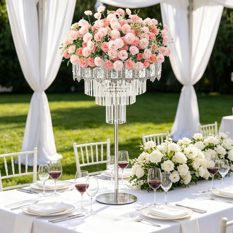 Porte-fleurs pour mariage, centre de table à fleurs pour fête d'anniversaire, décoration de mariage, Argent argent