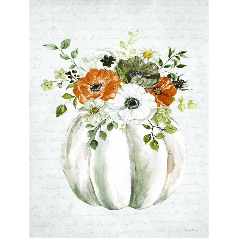 «Pumpkin Floral» par lettré et doublé - impression sur toile tendue, L 24 po x H 32 po
