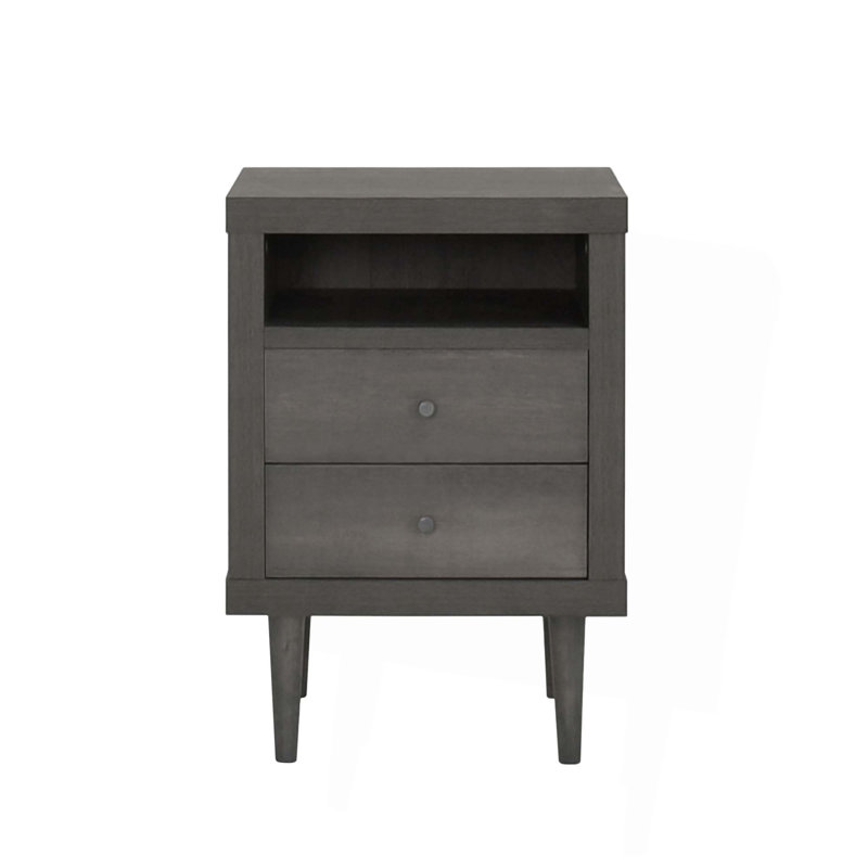 Table de chevet 2 tiroirs pour chambre à coucher, Gris