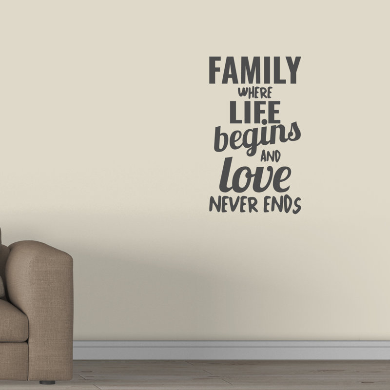 Décalcomanie murale family where life begins, Gris foncé