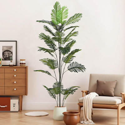 86" Artificial Tree In Pot, Evergreen Tropical Accessory, To Fit Any Decor, Easy Maintain With Faux Leaves And Frame, Appearance, Customizable Interior Greenery, Assembly Included Look, Suit Foliage