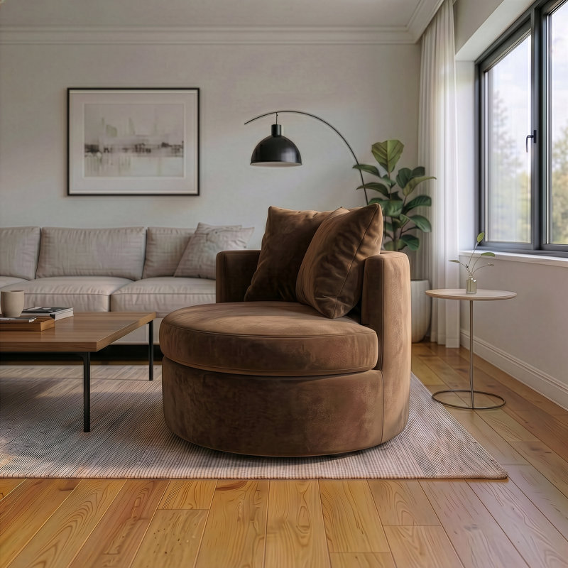 Fauteuil rembourré pivotant Dara Harlow, Andrew cognac