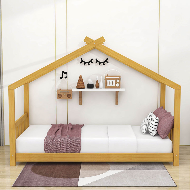 Gerhilde Twin Size House Platform Bed, Natural