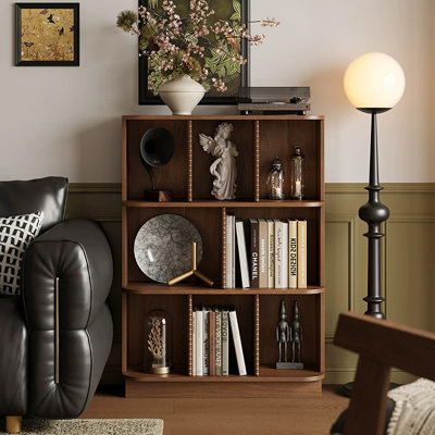 Walnut Modern Manufactured Wood Standard Bookcase
