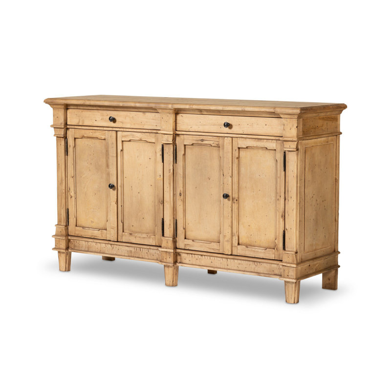 Marjorie 4 Door Sideboard-Distressed Black, Bleached Birch