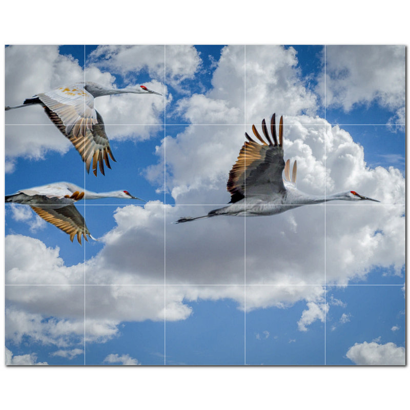 Panneau décoratif en céramique satinée Bird Photo 12 po x 12 po