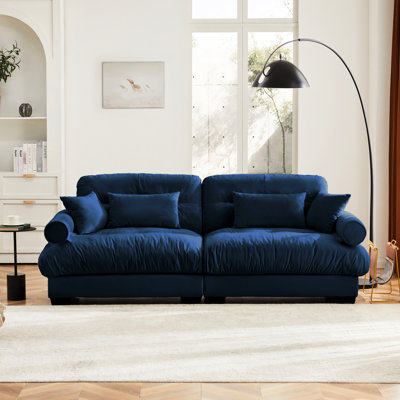 Fauteuil à deux places bleu moderne avec siège et coussins de soutien exquis