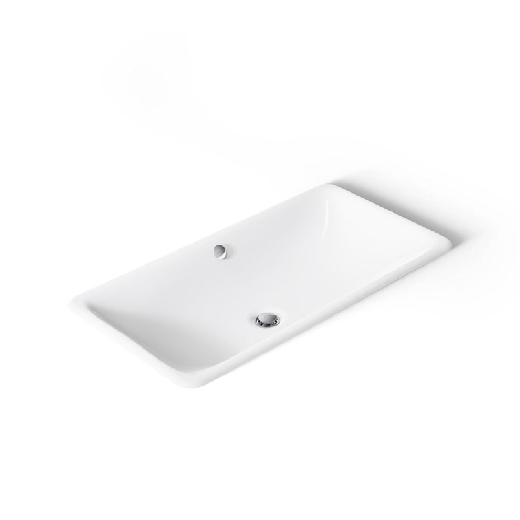 Iron Plains® Trough Rectangle Dual Mount Bathroom Sink with Overflow