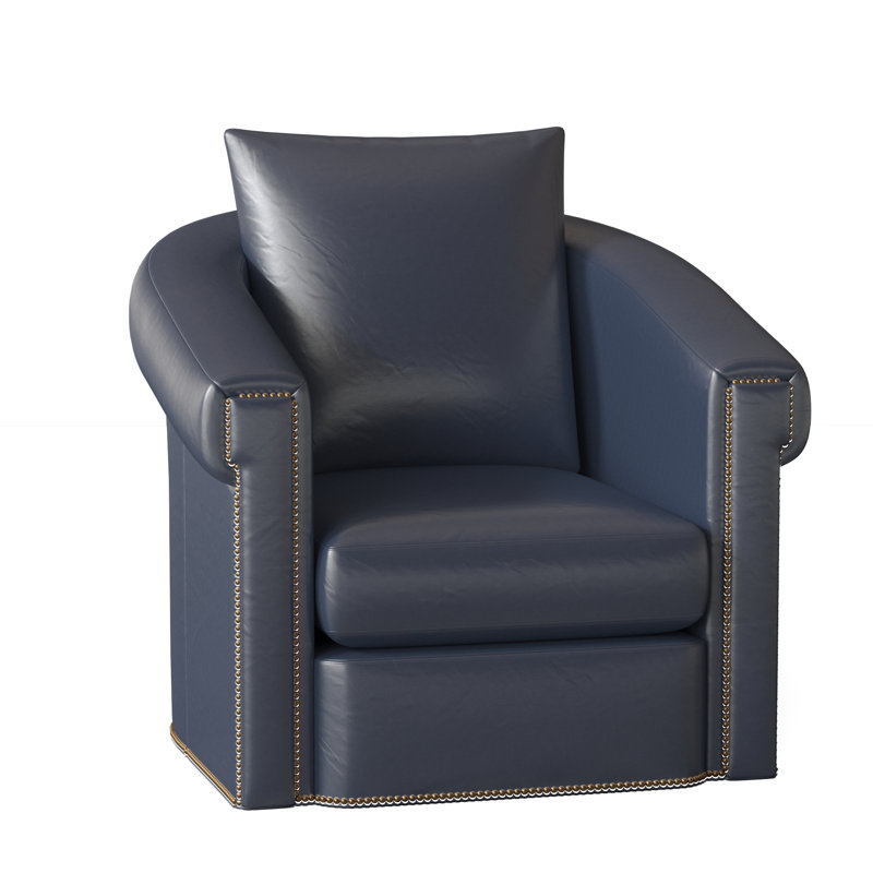 Andre Swivel Armchair, French Natural, Aline Fumo Genuine Leather