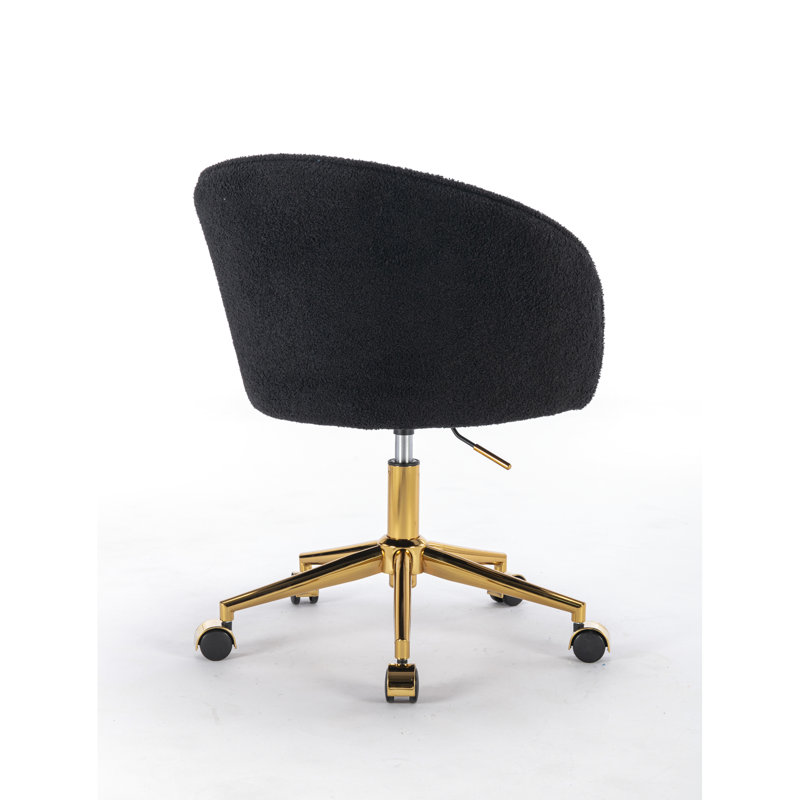 Fauteuil Golden, fauteuil fonctionnel de chambre à coucher. Fauteuil à hauteur réglable, en laine noire, capacité de 240 lb, L 23 po x l 22,8 po x H 29 po à 32,5 po. Hauteur réglable, support de charge,