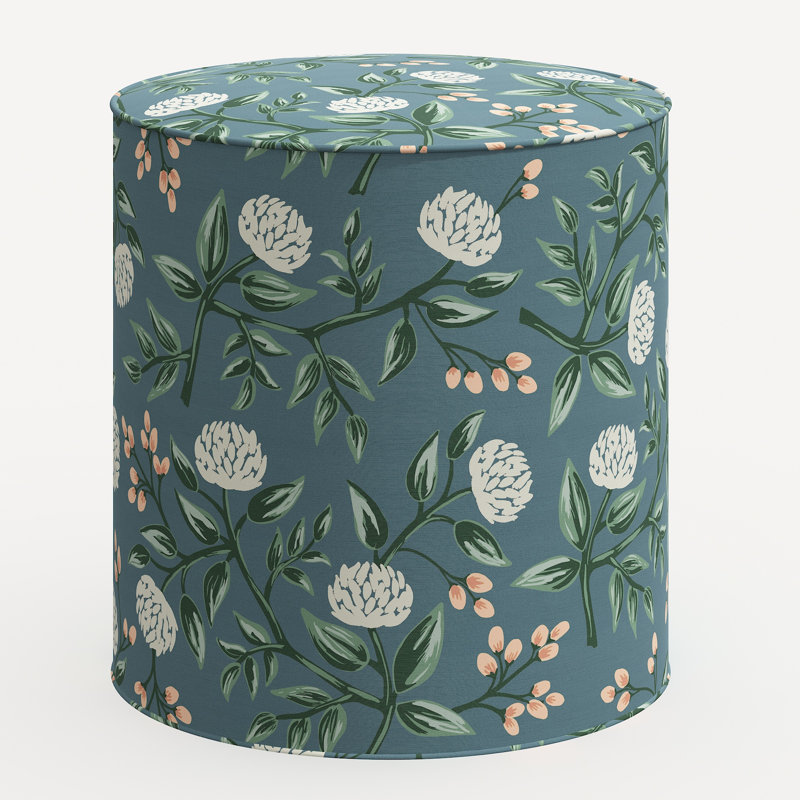Billie Ottoman, Rpc Peonies Emerald Linen