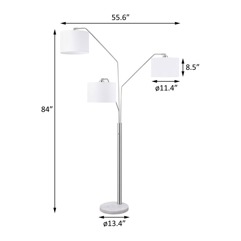 84-inch Drum Shade Tree Floor Lamp Satin Nickel