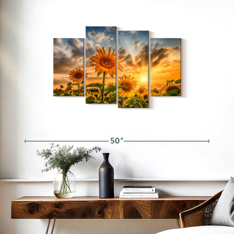 Alvord tournesols au coucher du soleil, H 22 po x l 36 po