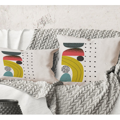 Square,Colorful Geometric Abstract Art Collage I - Modern Printed Throw Pillow