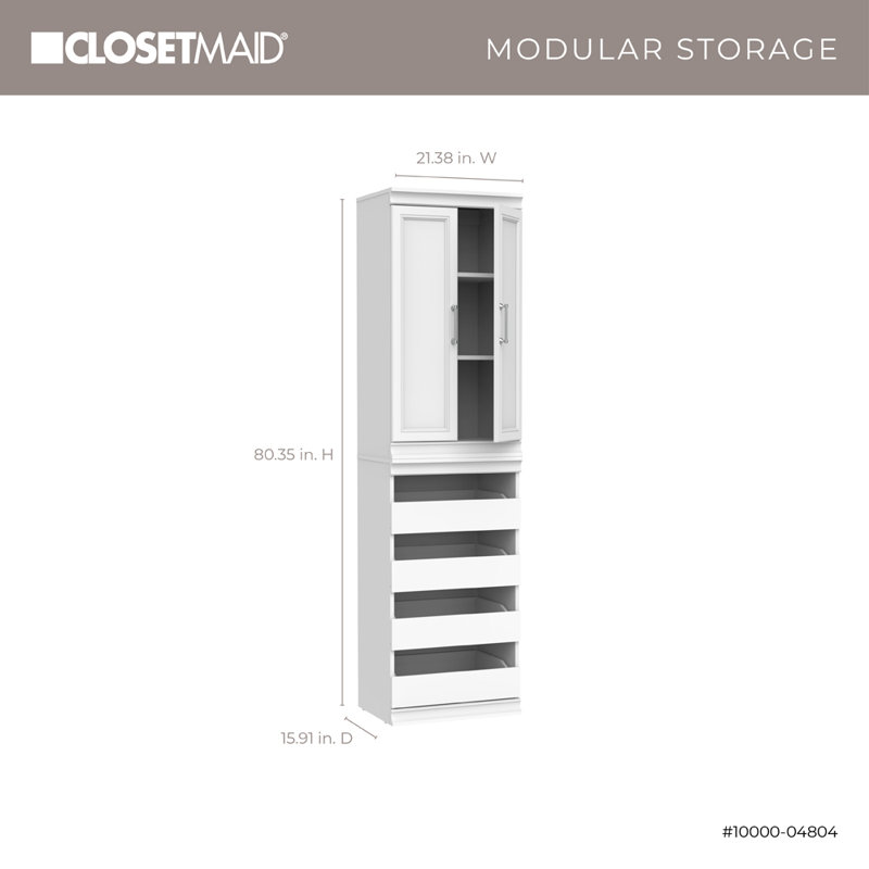 White Laminate 3-Shelf 4-Drawer Modular Closet System