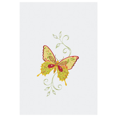 Pink Butterfly Waffle Weave Cotton Kitchen Dishtowel