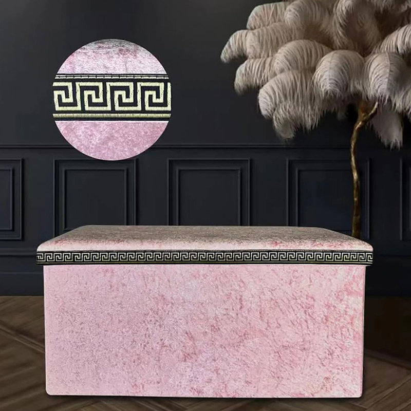 Velvet Storage Bench, Pink
